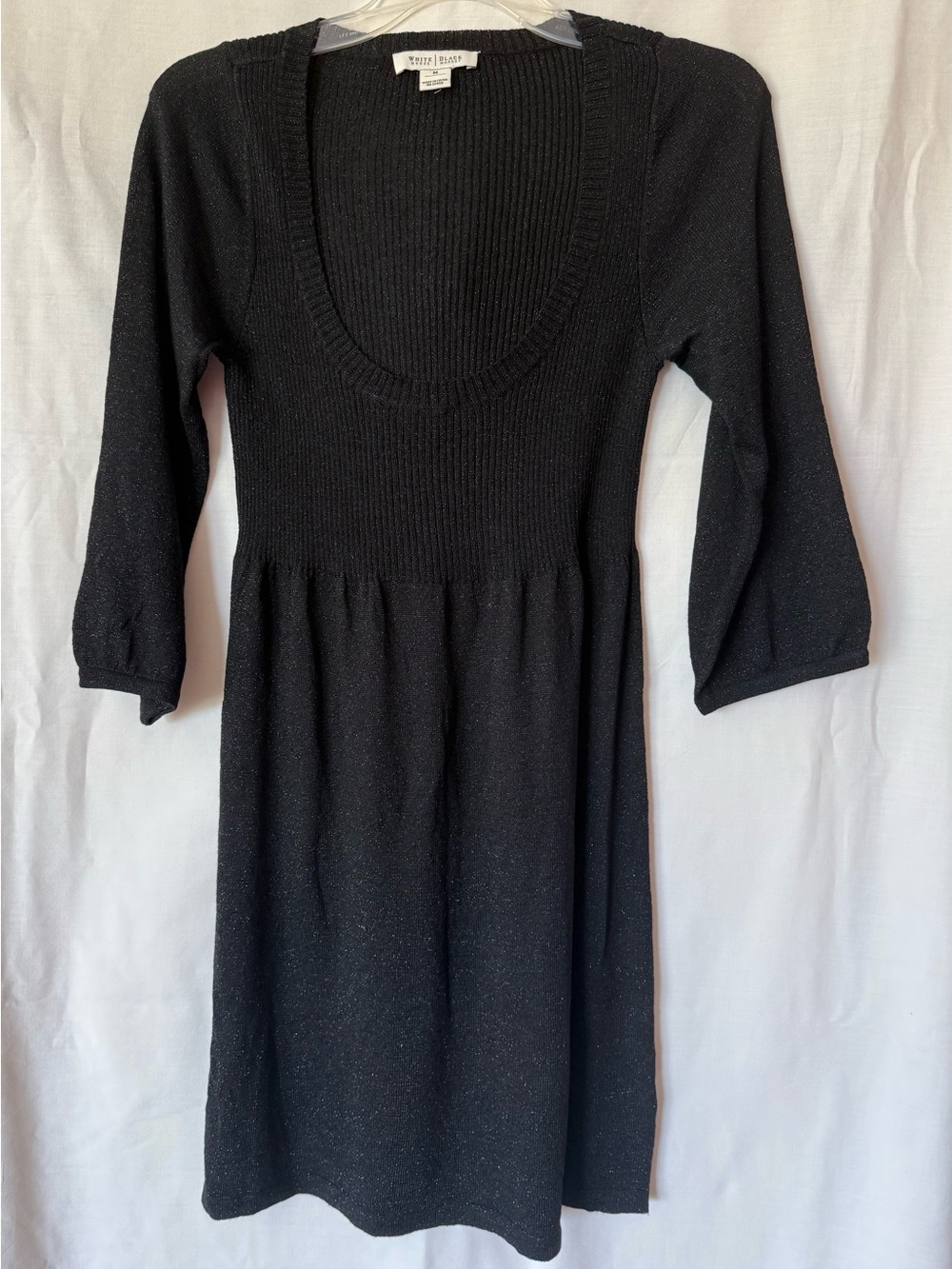 NWOT White House Black Market Metallic Sparkle Sweater Dress Black M